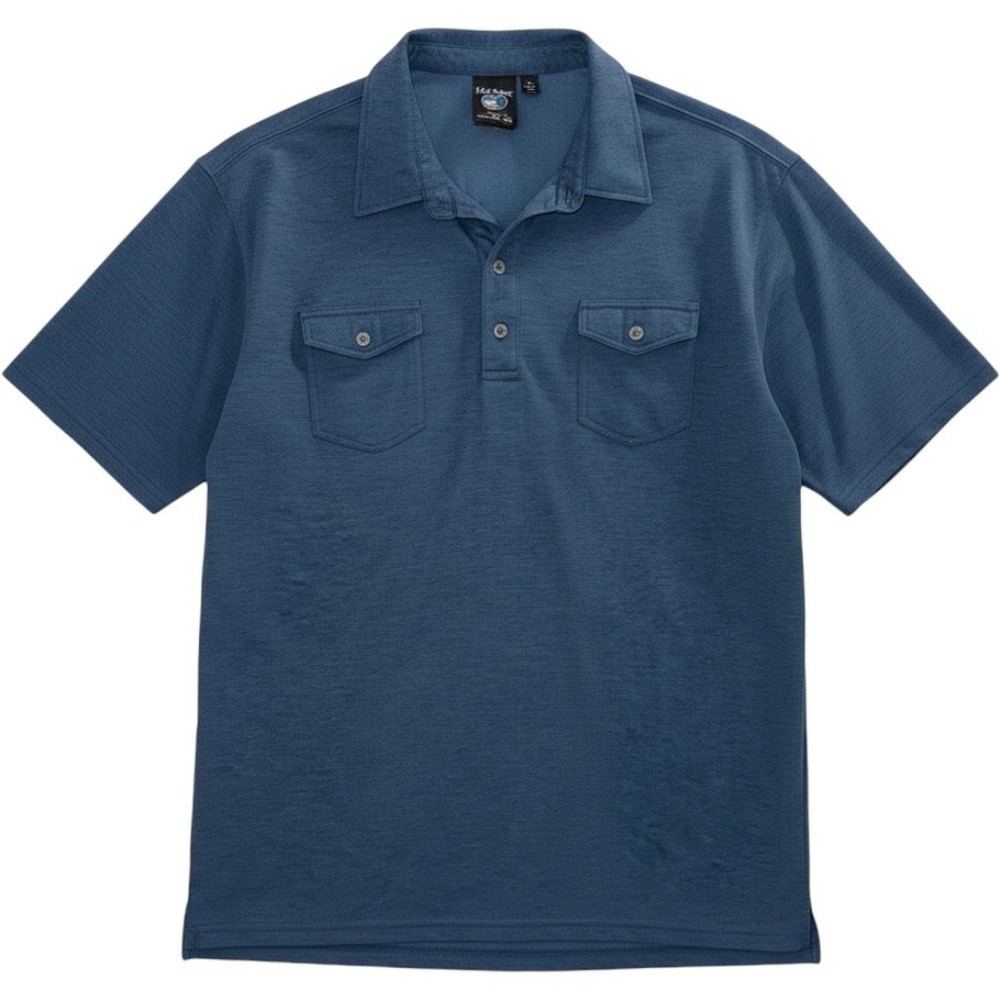 KUHL Polo Shirt Mens XL Blue Excellent Short Sleeve Dual Pocket Tencel Blend